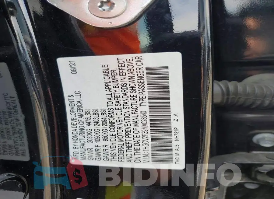 1HGCV2F39MA028540 Photo# 12