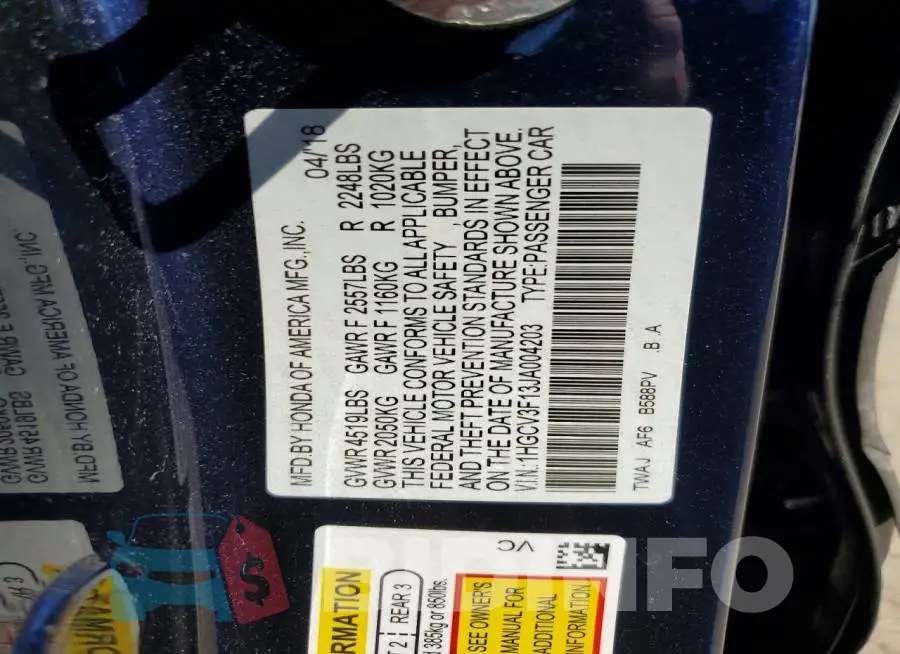 1HGCV3F13JA004203 Photo# 12