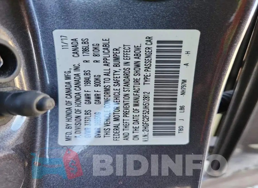 2HGFC2F52JH512812 Photo# 12