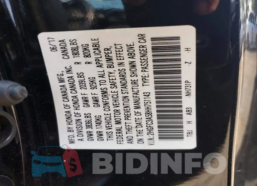 2HGFC3A58HH751143 Photo# 12