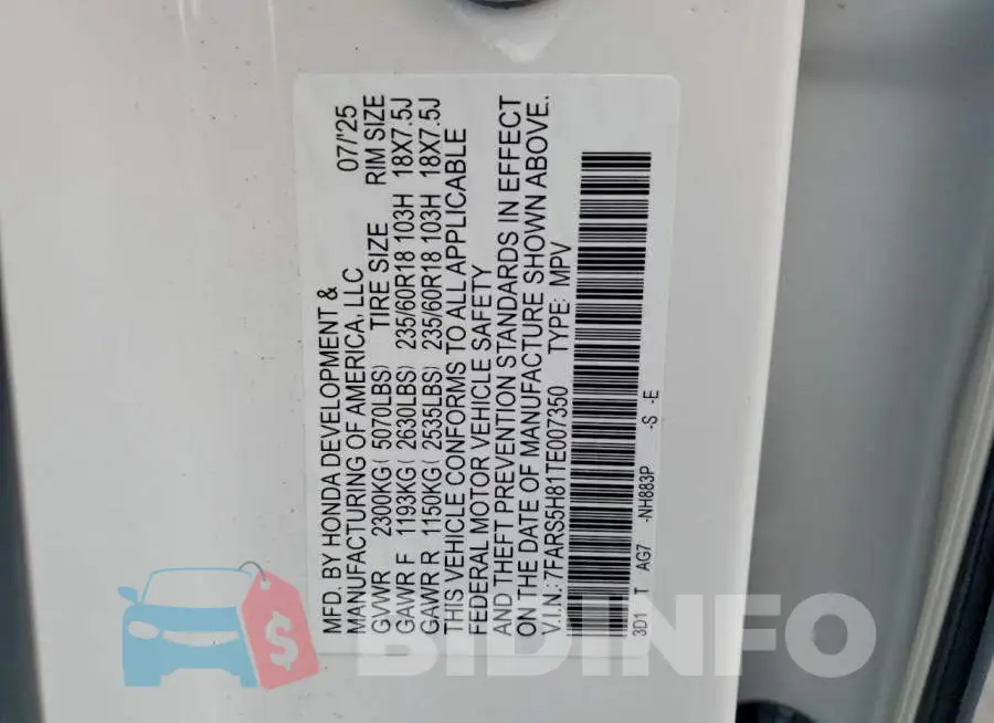 7FARS5H81TE007350 Photo# 13
