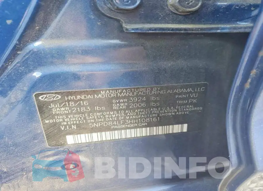 5NPD84LF3HH108161 Photo# 12