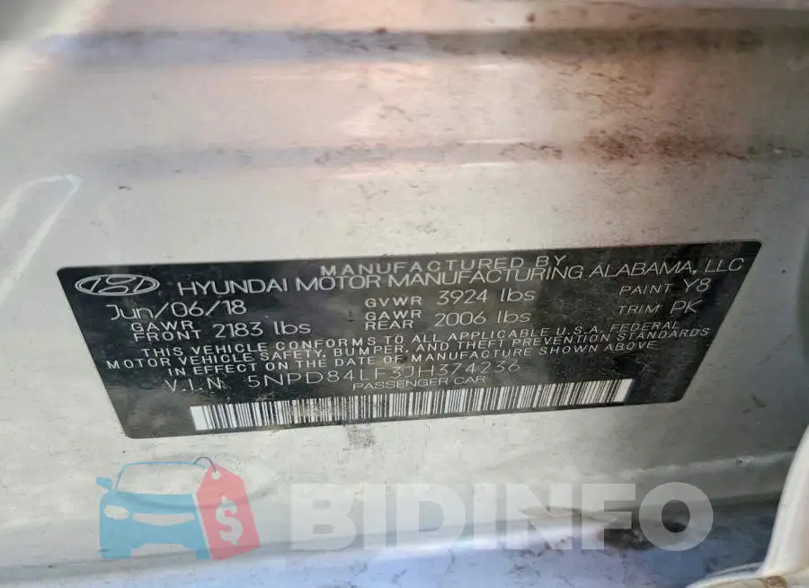 5NPD84LF3JH374236 Photo# 12