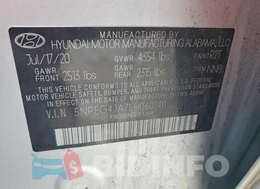 5NPEG4JA7LH060140 Photo# 12