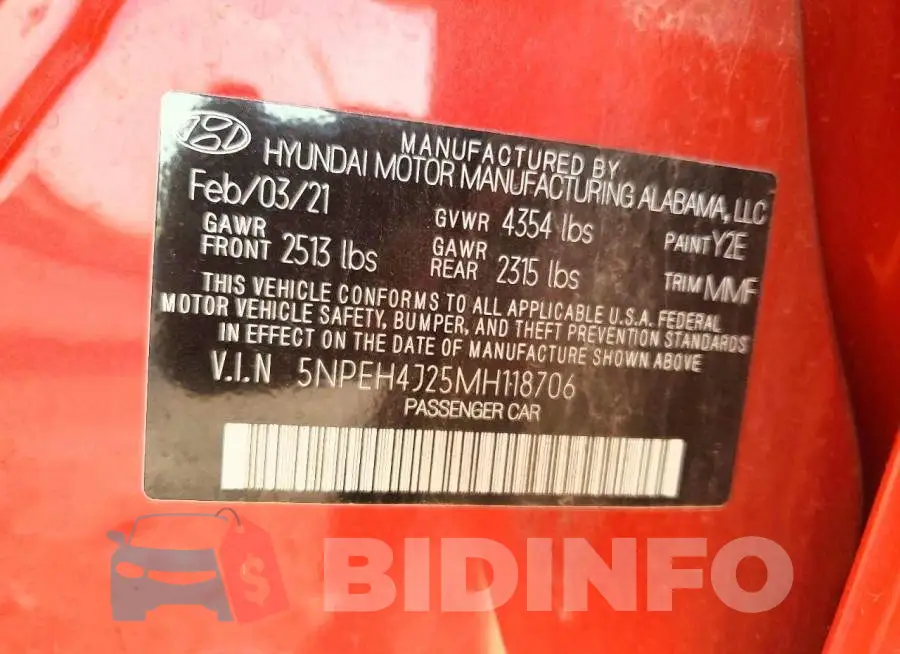 5NPEH4J25MH118706 Photo# 12