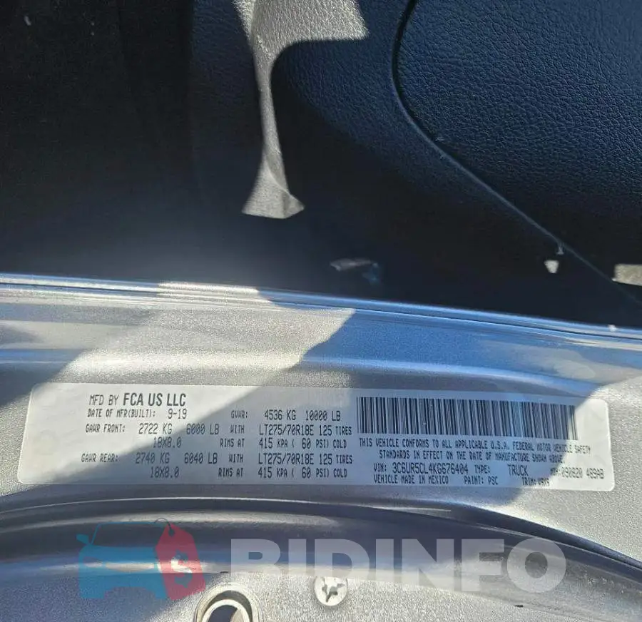 3C6UR5CL4KG676404 Photo# 12