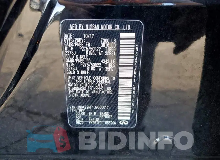 JN8AZ2NF1J9660617 Photo# 13