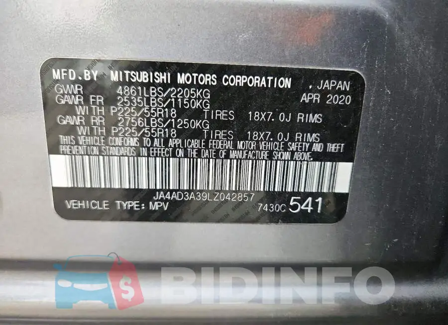 JA4AD3A39LZ042857 Photo# 12