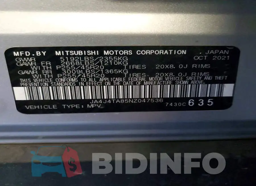 JA4J4TA85NZ047536 Photo# 13