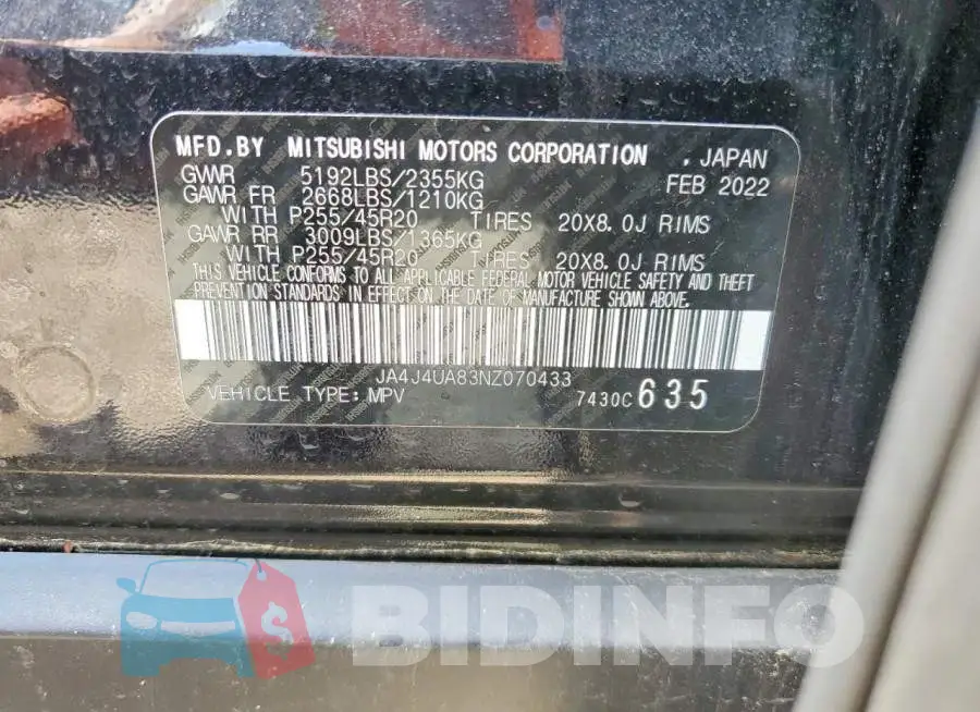 JA4J4UA83NZ070433 Photo# 12