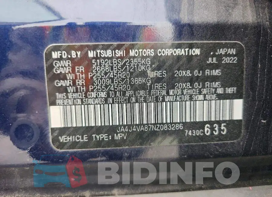 JA4J4VA87NZ083286 Photo# 13