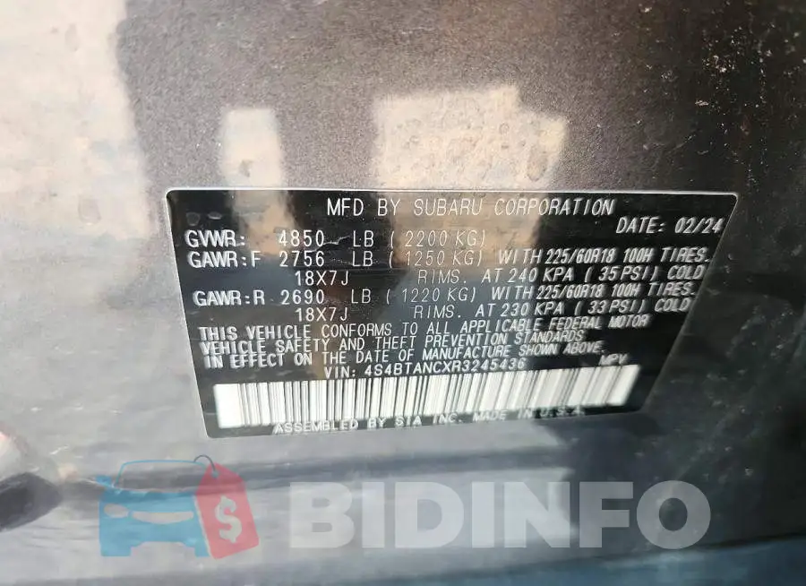 4S4BTANCXR3245436 Photo# 12
