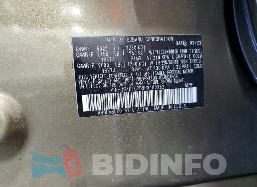4S4BTGPD9P3180262 Photo# 14