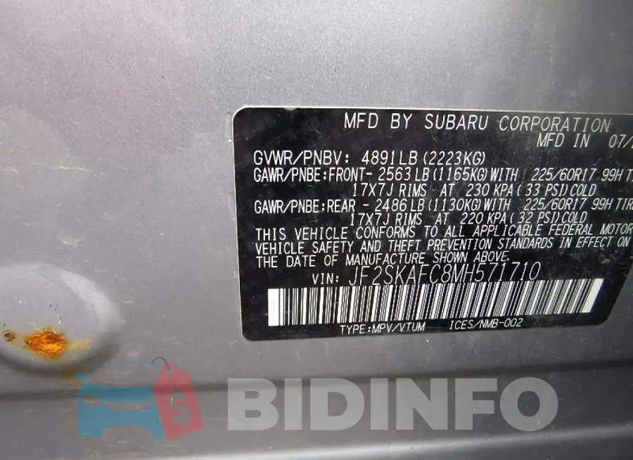 JF2SKAFC8MH571710 Photo# 10