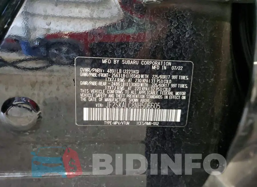 JF2SKALC8NH506605 Photo# 13