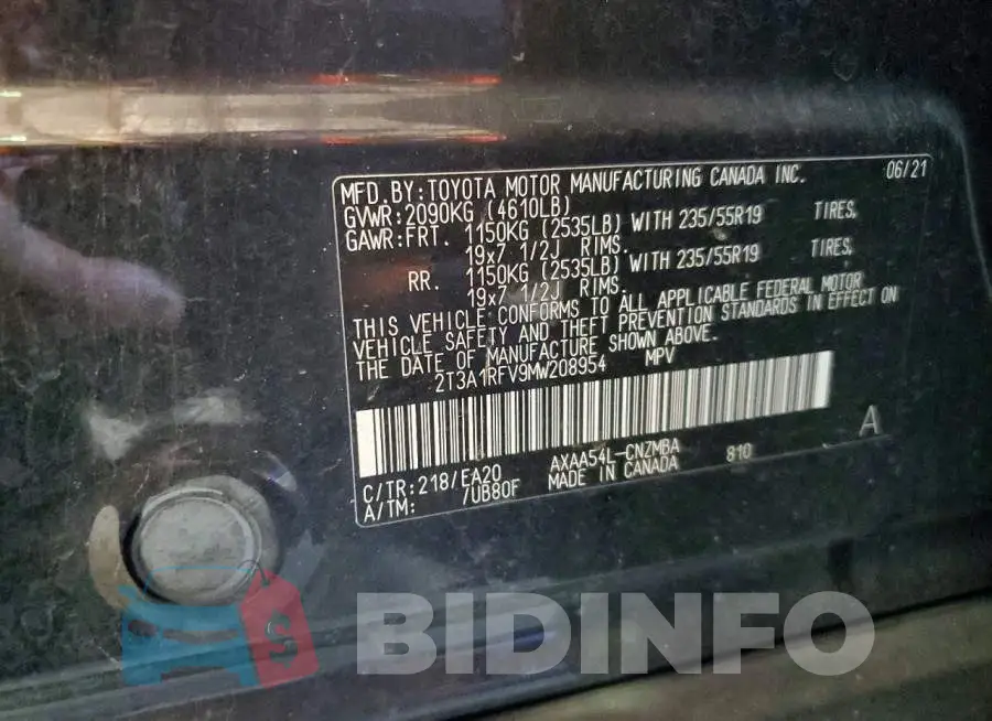 2T3A1RFV9MW208954 Photo# 13
