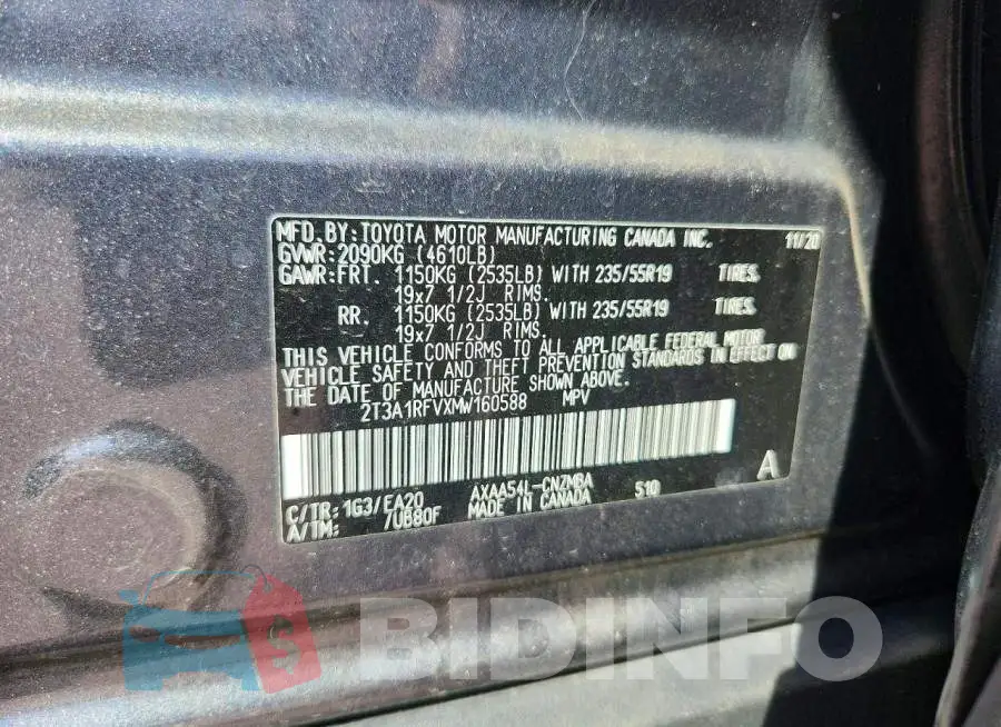 2T3A1RFVXMW160588 Photo# 12