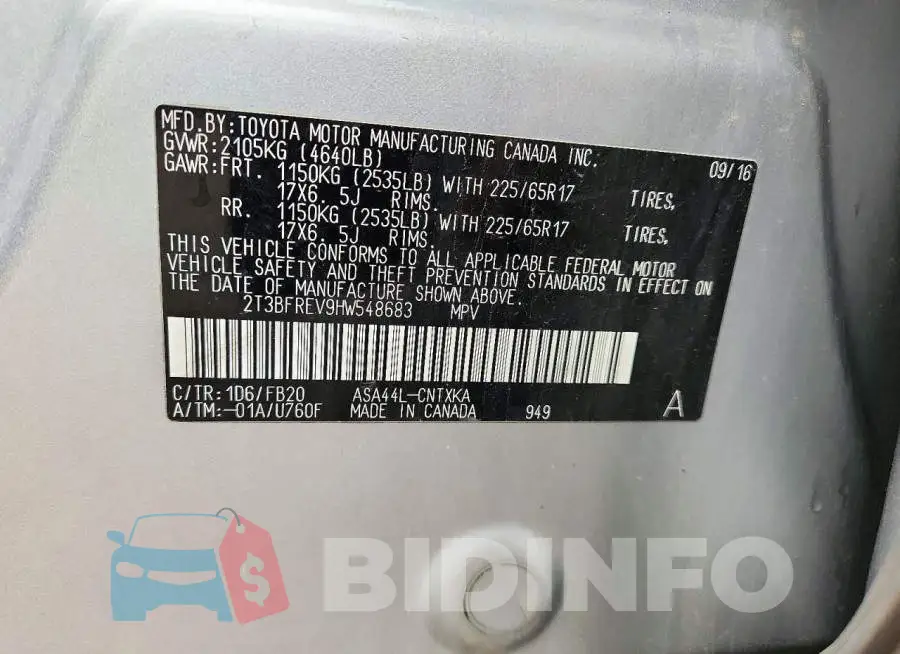2T3BFREV9HW548683 Photo# 14