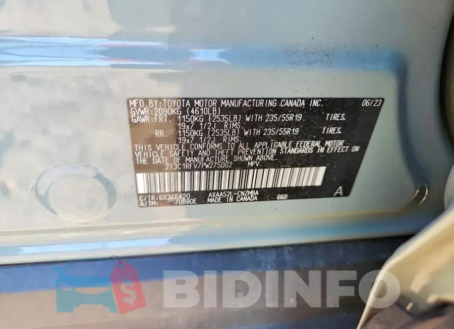 2T3C1RFV7PW275002 Photo# 13