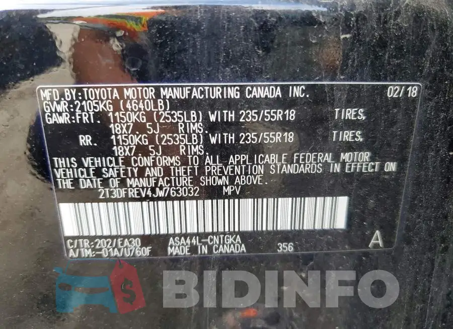 2T3DFREV4JW763032 Photo# 13