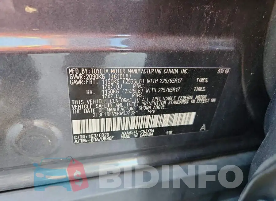 2T3F1RFV9KW037321 Photo# 13