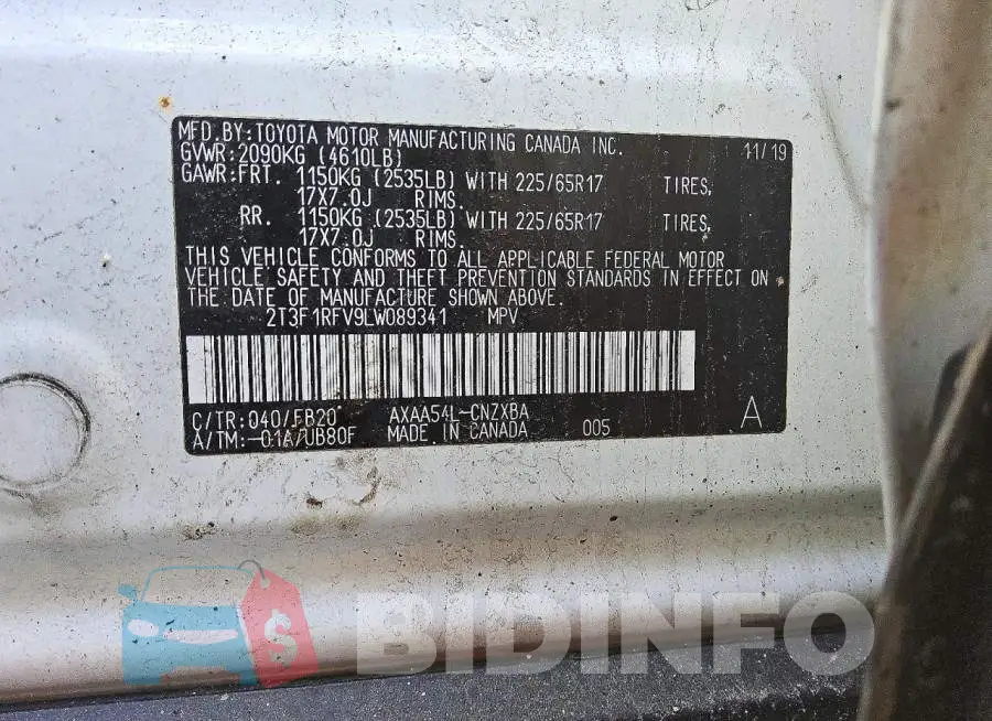 2T3F1RFV9LW089341 Photo# 13
