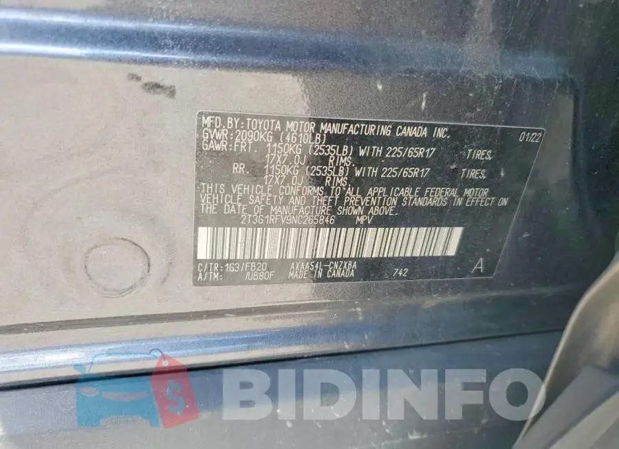 2T3G1RFV9NC265846 Photo# 13