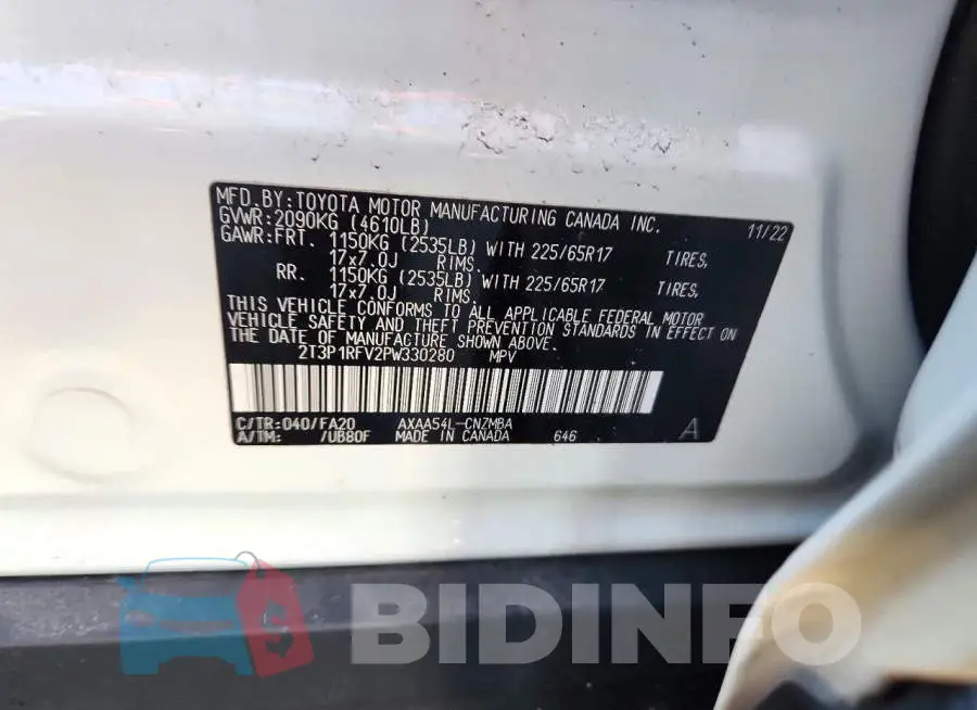 2T3P1RFV2PW330280 Photo# 14