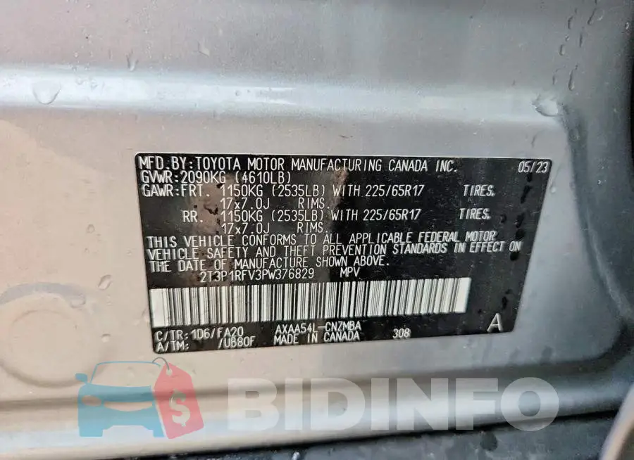 2T3P1RFV3PW376829 Photo# 13