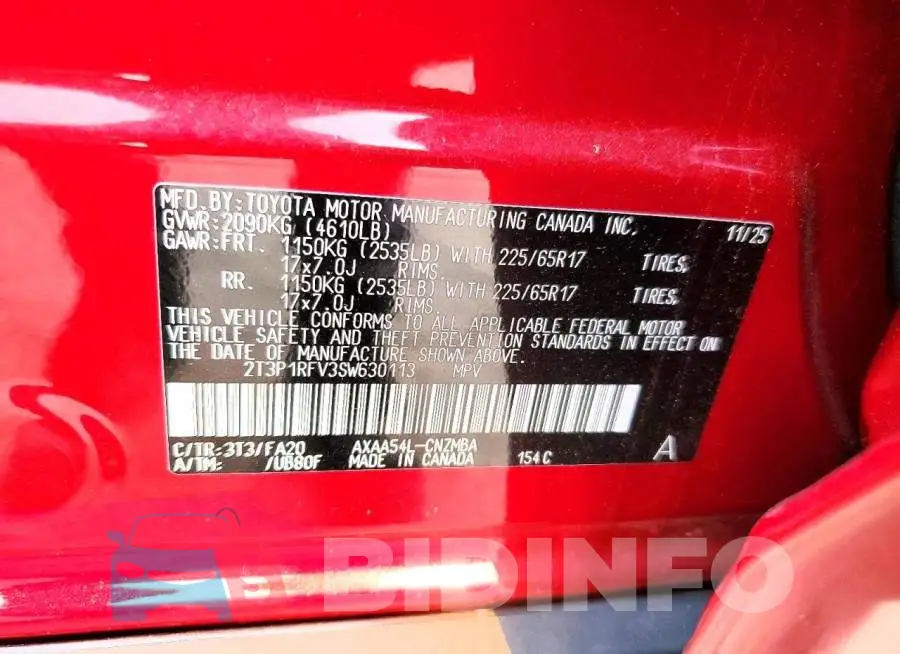 2T3P1RFV3SW630113 Photo# 14