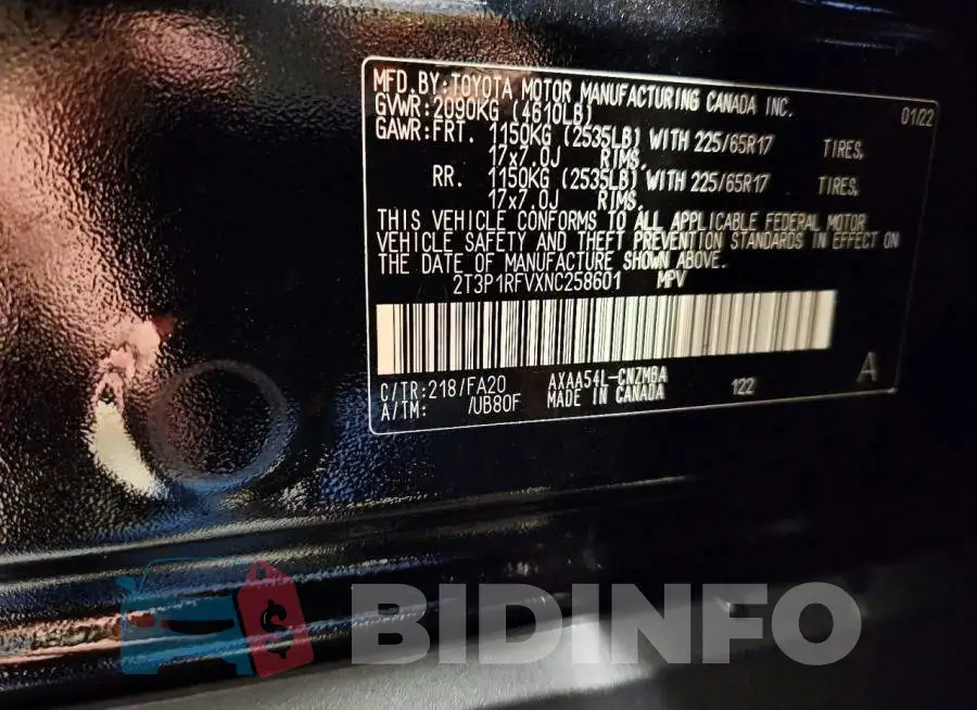 2T3P1RFVXNC258601 Photo# 14
