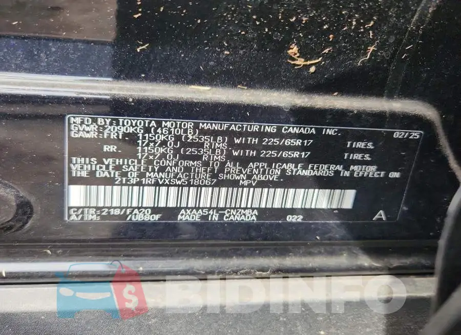 2T3P1RFVXSW518067 Photo# 13