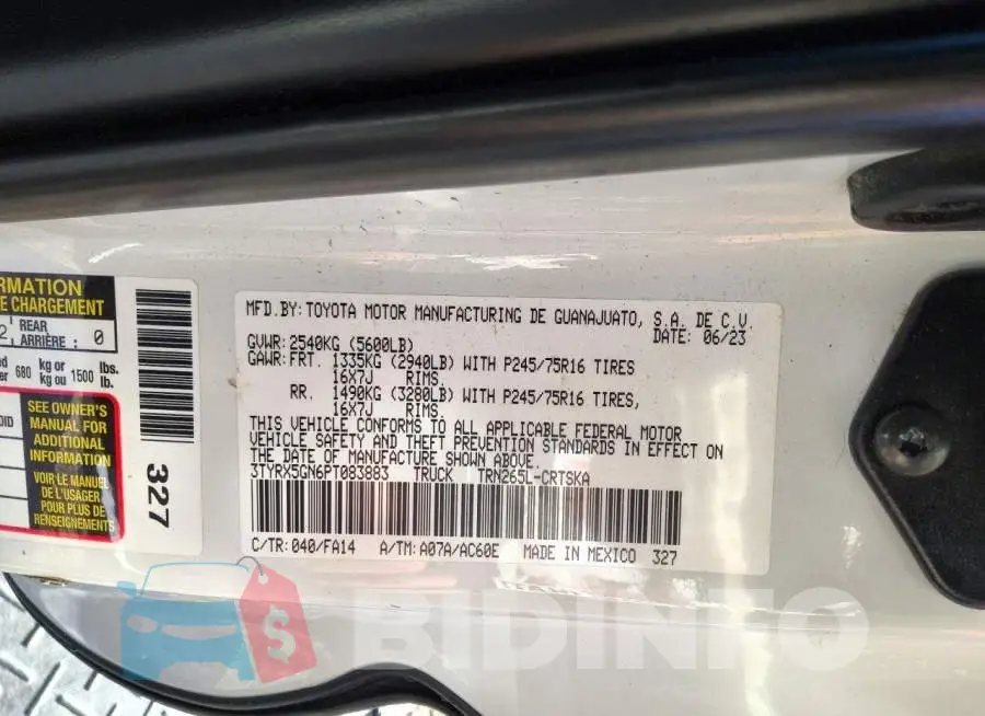 3TYRX5GN6PT083883 Photo# 12
