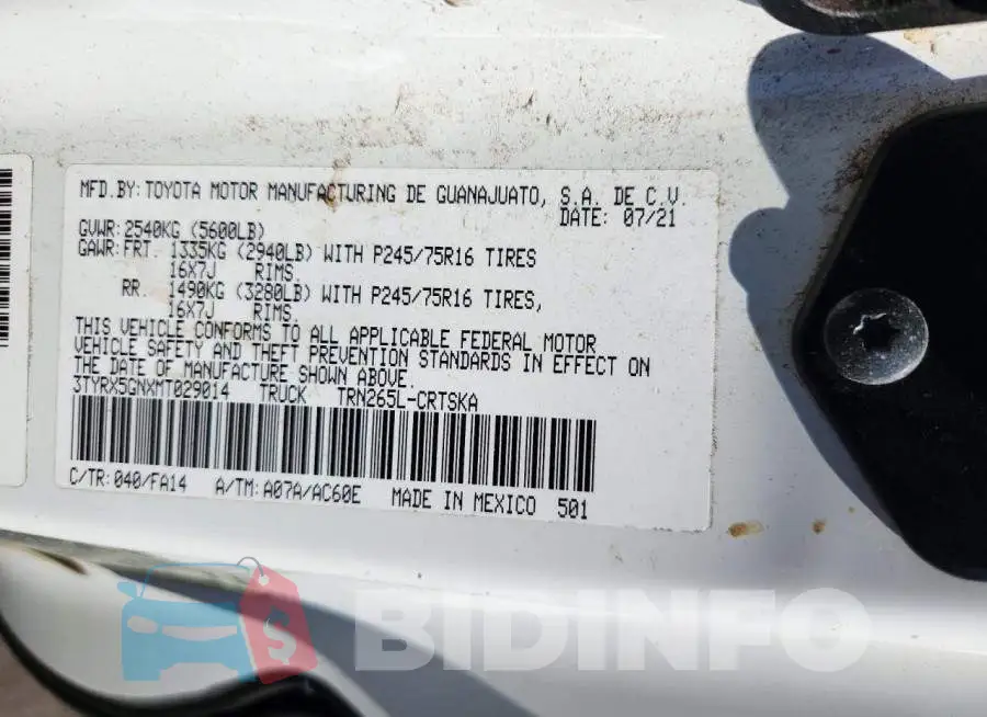 3TYRX5GNXMT029014 Photo# 12