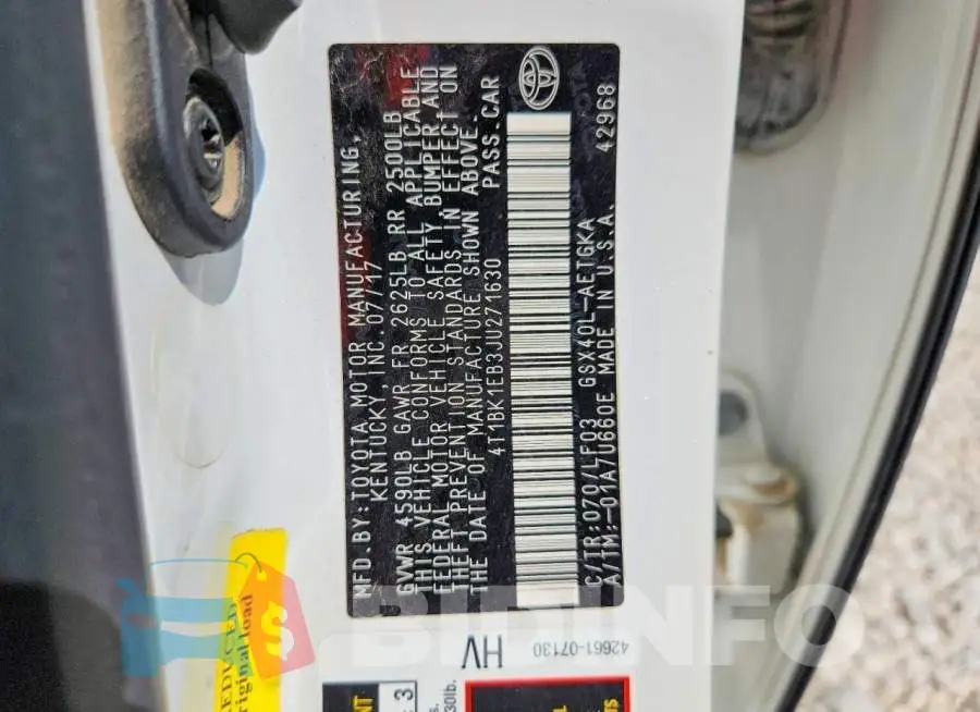 4T1BK1EB3JU271630 Photo# 13