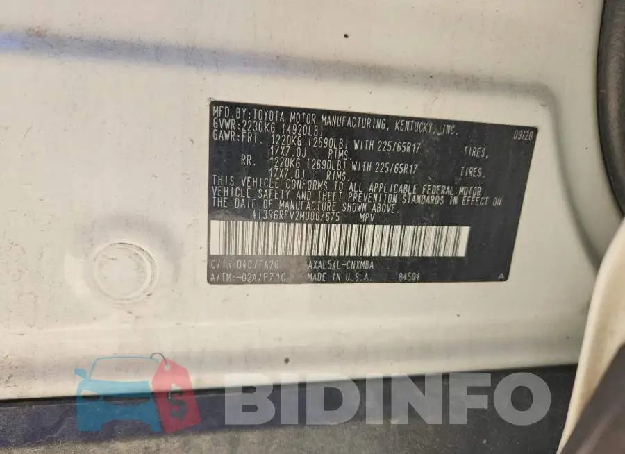 4T3R6RFV2MU007675 Photo# 13