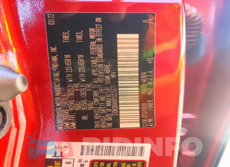 5TDKDRAHXPS025677 Photo# 13
