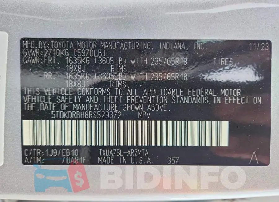 5TDKDRBH8RS529372 Photo# 13