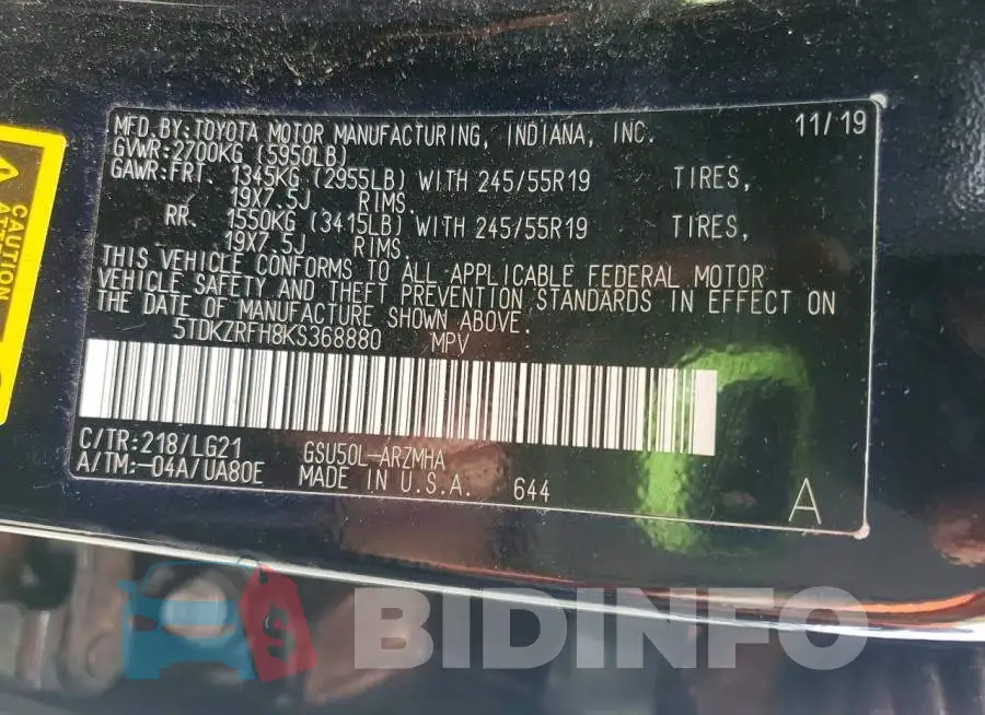 5TDKZRFH8KS368880 Photo# 13