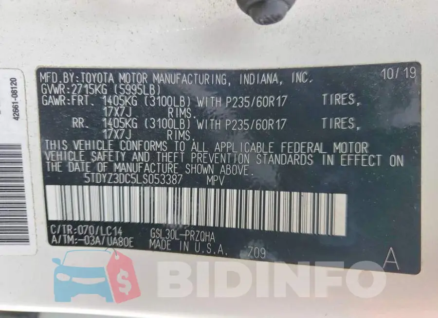 5TDYZ3DC5LS053387 Photo# 14