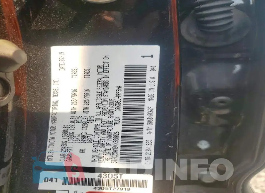 5TFCZ5AN9KX208026 Photo# 12