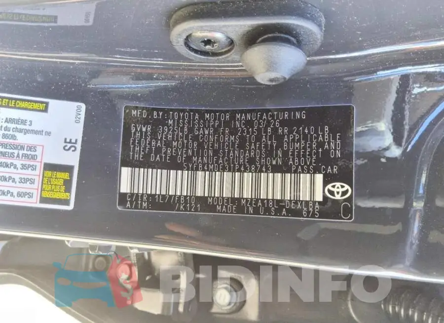 5YFB4MDE3TP438743 Photo# 12