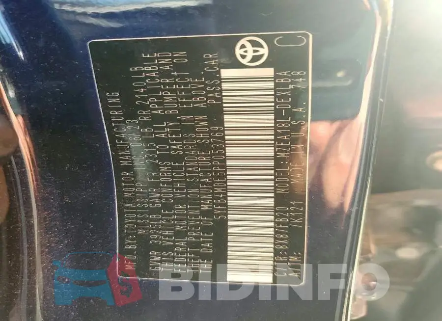 5YFB4MDE5PP053769 Photo# 12