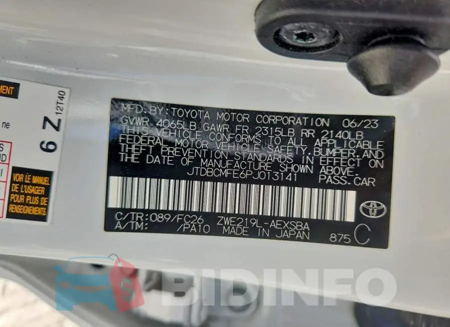 JTDBCMFE6PJ013141 Photo# 12