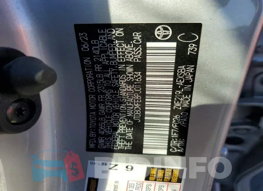 JTDBCMFE8PJ011634 Photo# 13