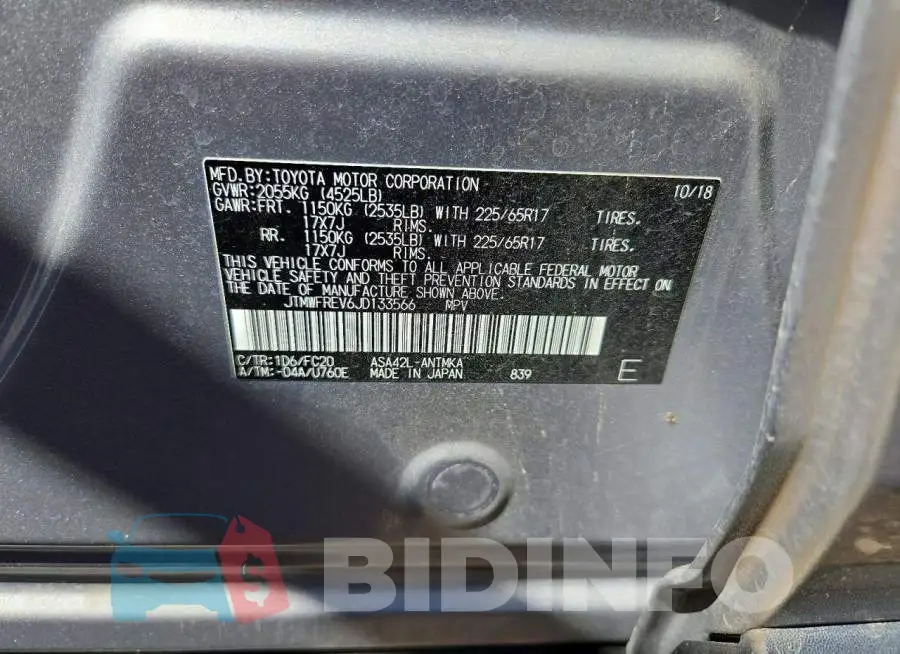 JTMWFREV6JD133566 Photo# 14