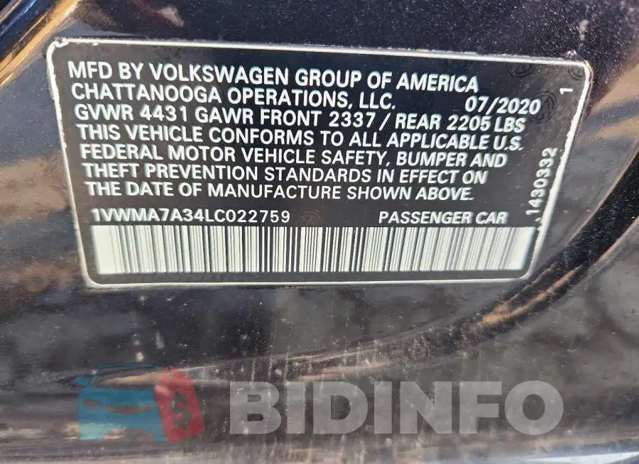 1VWMA7A34LC022759 Photo# 13