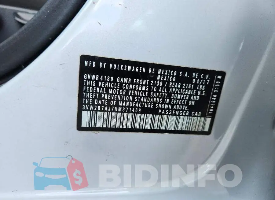 3VW2B7AJ7HM371469 Photo# 12