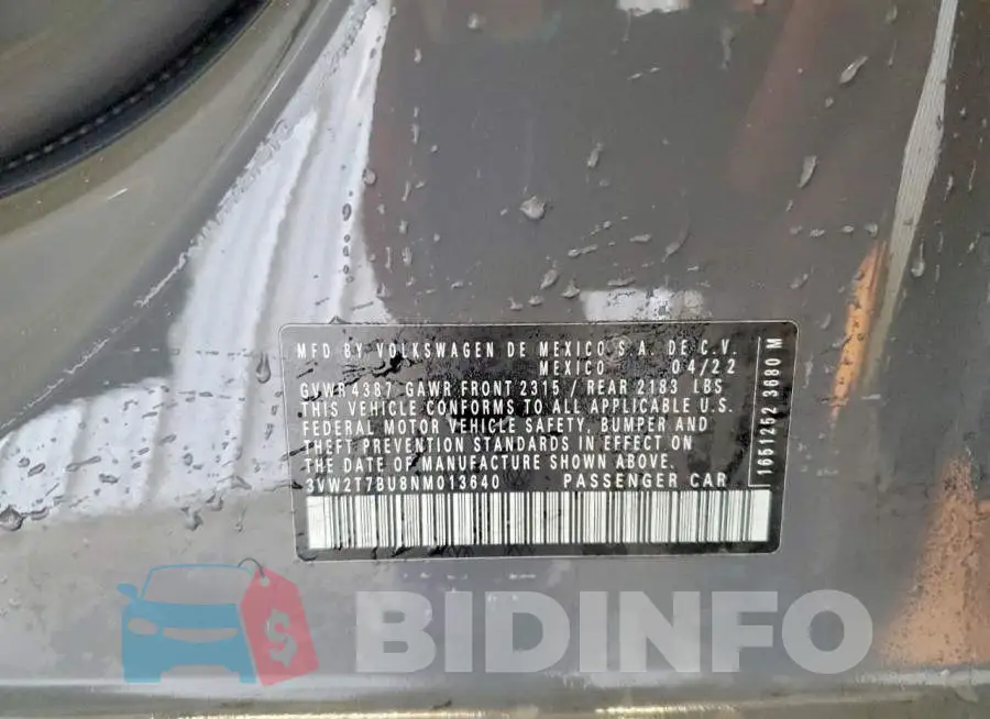 3VW2T7BU8NM013640 Photo# 12