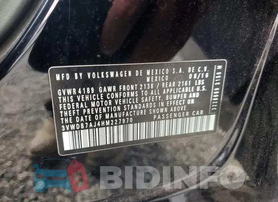 3VWDB7AJ4HM227970 Photo# 12
